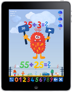 Kopfrechnen - Mathe mit Fallschirm, Lernspiel App für iPad