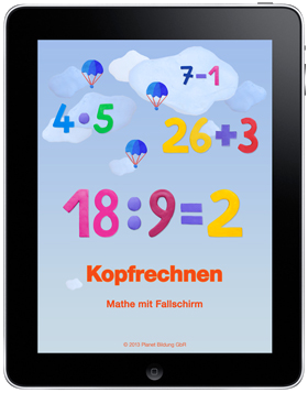 Kopfrechnen - Mathe mit Fallschirm, Lernspiel App für iPad
